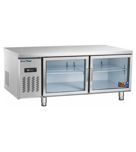 Stainless Steel Double Glass Door Workbench Fridge PLR-12B2 (600MM)