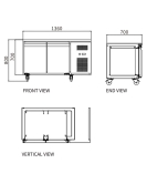 Stainless Steel Double Door Workbench Fridge GNR1360T2