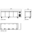 Stainless Steel Four Door Workbench Fridge GNR2280T4