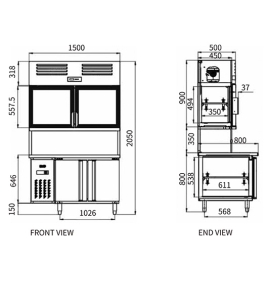 Stainless Steel Double Door Workbench Station PLRD-15N2B2