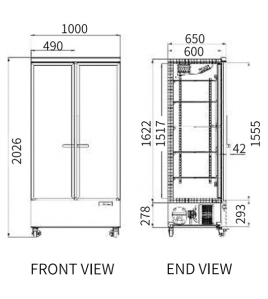 Double Glass Door Display Fridge LC-1000FX