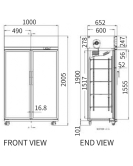 Double Glass Door Upright Display Fridge LC-1000FS