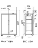 Double Glass Door Upright Display Fridge LC-1200FS