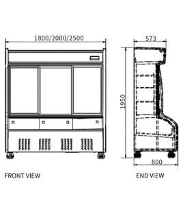 Double Door With Dual Temperature Display Cabinet for Restaurant HY-1800