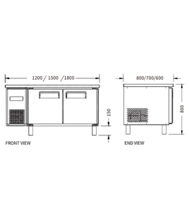 Stainless Double Door Workbench Freezer PLD-12N2 (600MM) 