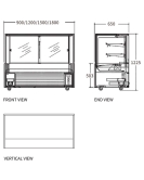 Square Glass Chilled Food Display DG-900FZH