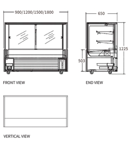 Square Glass Chilled Food Display DG-900FZH