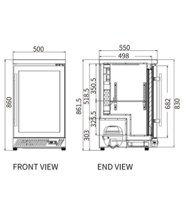 Under Bench Single Door Bar Cooler BT-500FS/F