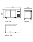 Stainless Steel Double Door Workbench Freezer GNF1360T2